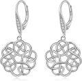 wholesale 925 Sterling Silver Star Moonstone Celtic Knot Drop Earrings with Leverbacks-0-5