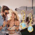 wholesale 14K Gold Teardrop Larimar Leverback Earrings for Women's Fashion s-0-2