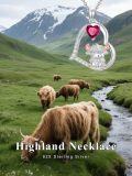 wholesale Sterling Silver Ruby Highland Cow Pendant Necklace - July Birthstone, 22mm, Gift for Mother's Day, Anniversaries-0-2