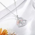 wholesale 925 Sterling Silver Heart-Shaped Moon with Rose Gold Flower and Goat Charm Necklace for Women - 925 Sterling Silver s for Goats Lovers-0-2