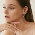 wholesale 925 Sterling Silver Black Cat Moon Drop Earrings for Women-0-1