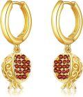 wholesale Gold 925 Sterling Silver Red Crystal Fruit Drop Earrings 3D Design Jewelry for Women Girls Gift Boxed-0-0