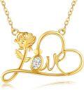 wholesale 14K Gold Love & Rose Pendant Necklace - Valentines Gift for Her-0-0