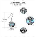 wholesale 925 Sterling Silver Abalone Shell Celtic Tree Of Life Drop Earrings-0-4
