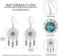 wholesale 925 Sterling Silver Dreamcatcher with Turquoise Feather Drop Earrings for Women-0-3