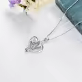 TOUPOP Sterling Silver & Stone Double Heart Pendant Necklace-0-4