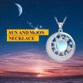 wholesale 925 Sterling Silver Round Blue Opal Star & Moon Pendant Necklace-0-5