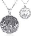 wholesale 925 Sterling Silver Saint Christopher Protection Medal Necklace with Chain for Men & Women-0-0