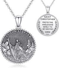wholesale 925 Sterling Silver Saint Christopher Protection Medal Necklace with Chain for Men & Women-St Christopher A-St Christopher C