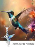 wholesale 925 Sterling Silver & Abalone Shell Hummingbird Pendant Necklace-0-3