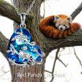 wholesale 925 Sterling Silver Blue Crystal Raccoon Tree Branch Heart Pendant Necklace for Women Mom Wife Daughter-0-1