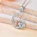 wholesale 925 Sterling Silver Moonstone Pendant with Dragon and Girl Charm Necklace for Women Girls  48cm Chain Length-0-2