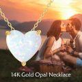 wholesale 14K Gold White Opal Heart Evil Eye Hamsa Hand Pendant Necklace-0-2