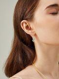 wholesale 925 Sterling Silver Heart-Shaped Flower Dangle Earrings with Green Stones-0-4