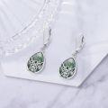 wholesale 925 Sterling Silver Celtic Knot Teardrop Green Moss Agate Drop Earrings-0-1