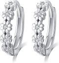 wholesale 925 Sterling Silver Daisy Hoop Earrings Lucky Flower Small Huggie Fashion s for Women Graduation Gifts for Her-0-0