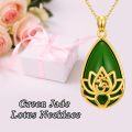 wholesale Jade Lotus Necklace 14k Gold Plated Sterling Silver Teardrop Green Jade Jewelry Christmas Gifts For Women -0-2