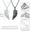 wholesale 925 Sterling Silver Couples Wing Necklaces with Black and White CZ Pendants for Women - Matching Jewelry Set Gifts-0-3