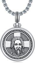 wholesale 925 Sterling Silver Oxidized Matte Orthodox Saint Pendant Necklace for Men & Women-0-0