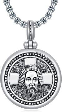 wholesale 925 Sterling Silver Oxidized Matte Orthodox Saint Pendant Necklace for Men & Women-Jesus Christ