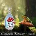 wholesale 925 Sterling Silver Blue Opal Red Enamel Toad and Mushrooms Pendant Necklace for Women Girls-0-2