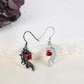 wholesale 925 Sterling Silver Red Crystal Angel & Devil Wing Heart Drop Earrings for Women-0-1