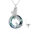 TOUPOP Sterling Silver Blue Crystal Dragonfly Urn Necklace For Ashes-0-0