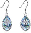 wholesale 925 Sterling Silver Abalone Shell Celtic Triquetra Teardrop Dangle Earrings-0-0