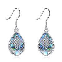 wholesale 925 Sterling Silver Abalone Shell Celtic Triquetra Teardrop Dangle Earrings-Witch Knot