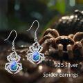 wholesale  Sterling Silver & Abalone Spider Drop Earrings for Women, Punk Rock Gothic Jewelry, Halloween Gift, 34x14.3mm-0-5