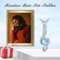 wholesale 925 Sterling Silver Blue Moonstone Treble Clef Heart Pendant Necklace-0-3