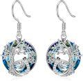 wholesale Dragonfly Necklace For Women Sterling Silver Tree Of Life Dragonfly Drop Dangle Earrings With Blue Circle Crystal Birthday Christmas Jewelry For Women -0-0