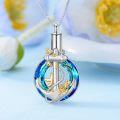 wholesale 925 Sterling Silver Blue Crystal Angel Wing Cremation Jewelry Keepsake Pendant with Funnel and Fill Tool-0-1