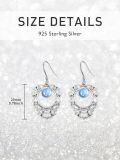 wholesale 925 Sterling Silver Blue Moonstone Filigree Hook Earrings for Women-0-3