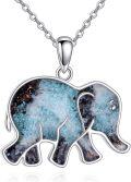wholesale 925 Sterling Silver Natural Druzy Agate Elephant Shape Pendant Necklace for Women Girls  36cm Chain Length-0-0
