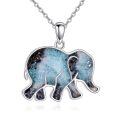 wholesale 925 Sterling Silver Natural Druzy Agate Elephant Shape Pendant Necklace for Women Girls  36cm Chain Length-0-0