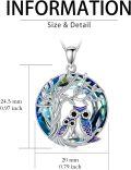 wholesale 925 Sterling Silver Blue Crystal Owl & Tree of Life Pendant Necklace for Women-0-4