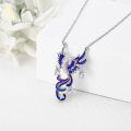 wholesale 925 Sterling Silver Purple Enamel Peacock Pendant Necklace with Cubic Zirconia Accents for Women-0-2
