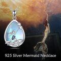 wholesale 925 Sterling Silver Blue Opal Mermaid Pendant & Chain Set-0-1