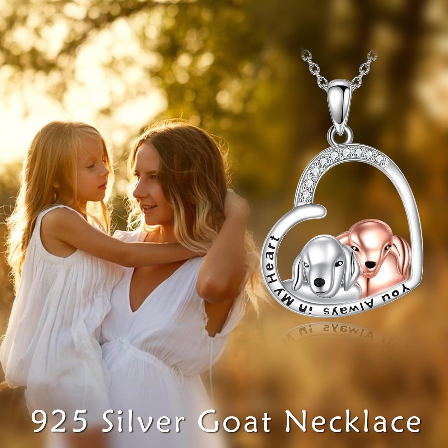 Sterling Silver Panda Necklace with Engraved Always in My Heart Mother Daughter Gift-0-2