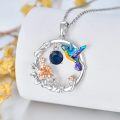 wholesale 925 Sterling Silver Synthetic Birthstone Hummingbird Necklace for Women-0-1