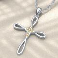 wholesale 925 Sterling Silver Infinity Cross Pendant with Cubic Zirconia Necklaces for Women s 45cm Chain Length-0-2