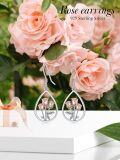 wholesale 925 Sterling Silver Rose Teardrop Drop Earrings with Pink Gold Plated Accents for Women-0-5