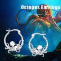 wholesale 925 Sterling Silver Shiny Octopus Earrings, Hypoallergenic, Nickel-Free, Perfect Gift for Halloween Birthday Christmas-0-5