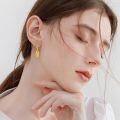wholesale 925 Sterling Silver Gold Plated Hollow Weave Oval Drop Earrings-0-1
