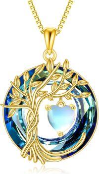 wholesale Sterling Silver Crystal Tree of Life Necklace for Women with Birthstone-06-Jun-Moonstone