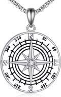 wholesale 925 Sterling Silver Compass Pendant Necklace  with Cubic Zirconia - Travel Jewelry for Women and Men-0-0
