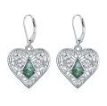 TOUPOP Sterling Silver Moss Agate Natural Stone Leverback Earrings-0-0