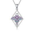 wholesale 925 Sterling Silver Purple Luna Moth Crescent Moon Pendant Necklace For Women-0-0