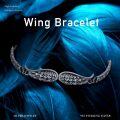 wholesale 925 Sterling Silver Black Angel Wing Chain Link Bracelet - Vintage Style Adjustable  for Women & Men-0-5